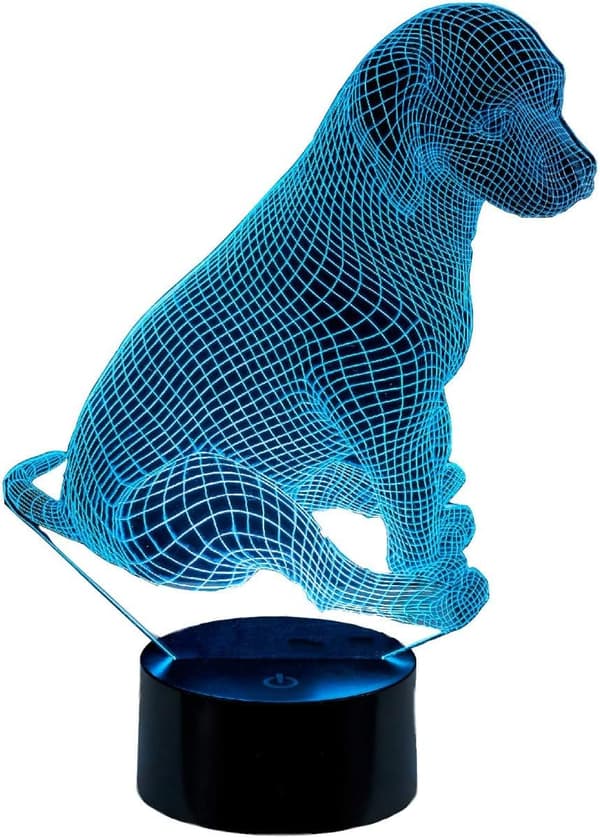 3D Dyr Illusion Børnenatlampe til Soveværelse Piger Drenge Hund