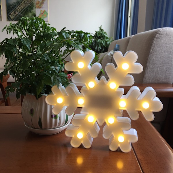 Snefnug Marquee Skilt Julelys, LED Natlys Bord & Væghængt Lampe til Soveværelse, Børneværelse, Vuggestue, Hjem, Hvid Snefnug