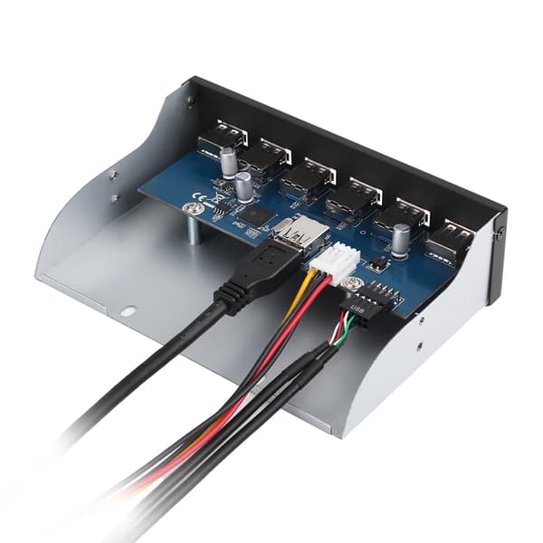 VBESTLIFE 4 USB3.0 + 2 USB2.0 Metall Diskettstasjon Frontpanel Hub Utvidelse SATA Strømadapter