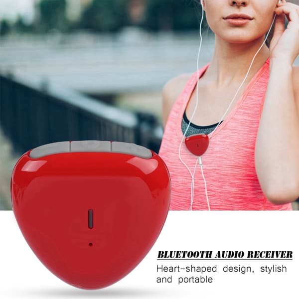 Mini trådløs hjerteformet Bluetooth lydmottaker kablet hodetelefon lydadapter rød