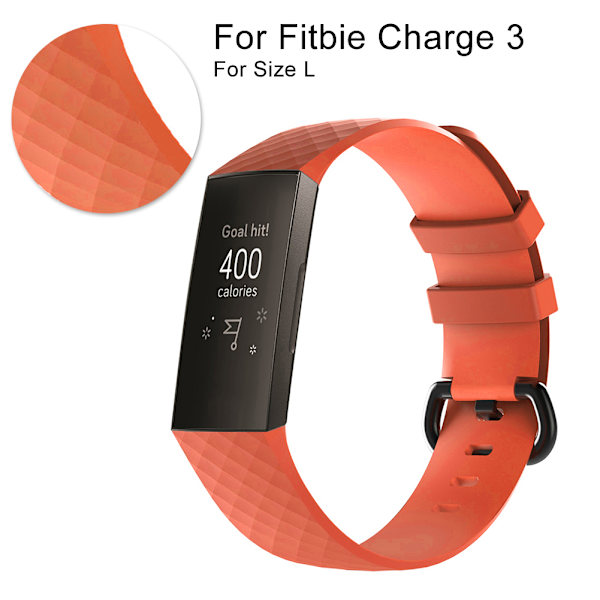 Størrelse L Ingen revner urrem behagelig at bære urrem til Fitbie Charge 3 - Orange