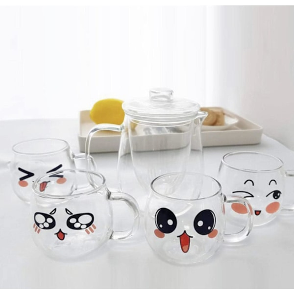 Glas Kaffe Muggar Set Om 4 (150ml) Espresso Glas Koppar Perfekt För Mjölk, Latte, Te, Cappuccino