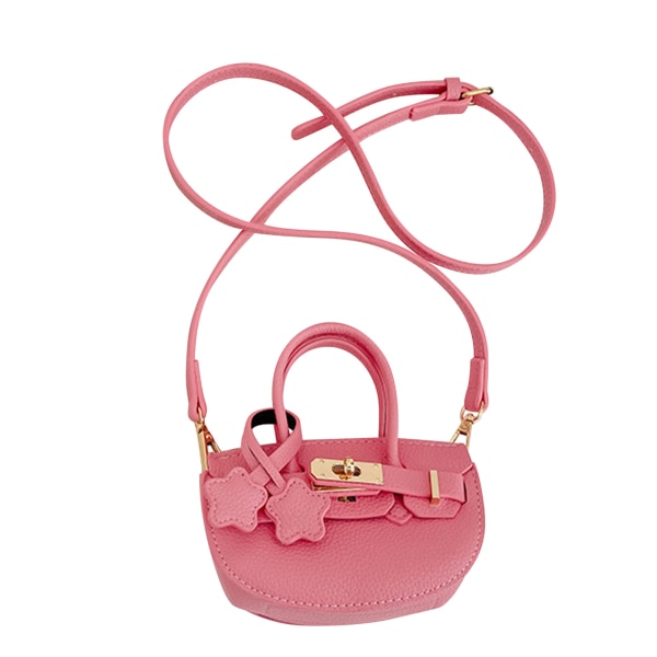 Mini Messenger Håndveske PU Lær Skulder Bag Top Håndtak Veske Stilig Søt Håndveske  Fri Størrelse Pink