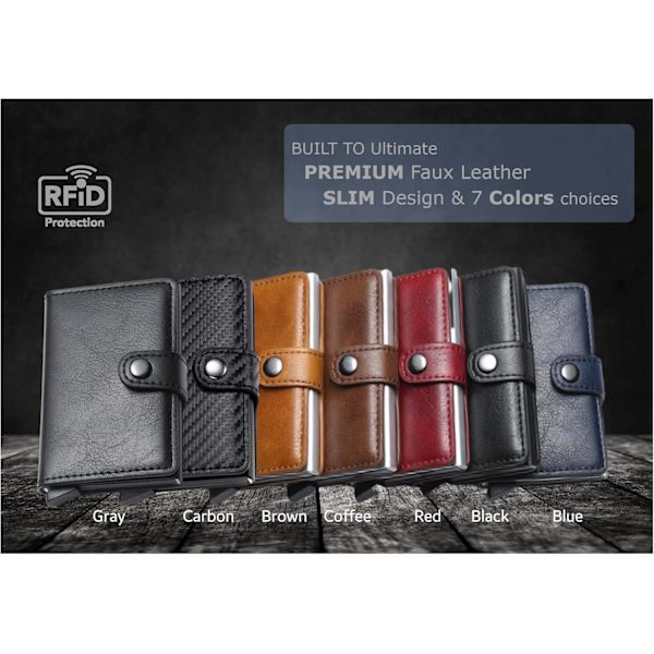 Kreditkort Holder RFID Blokering Læder Automatisk Pop Up Tegnebog Aluminium Slank Lomme Bifold Visitkort Etui med Knap