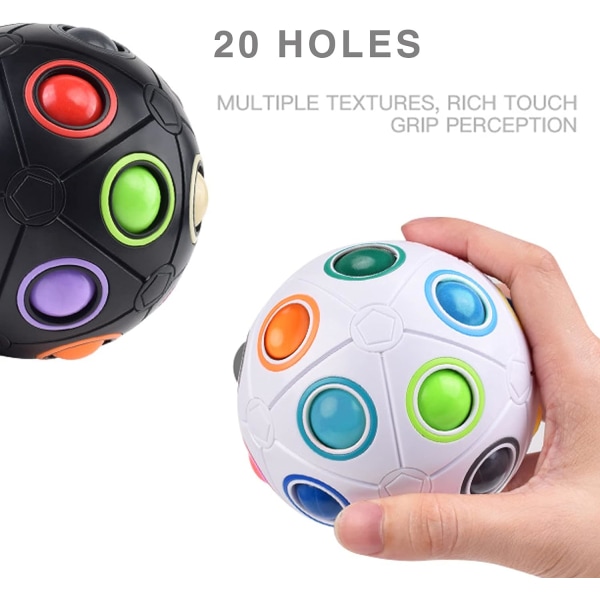 Magic 20 Balls Puzzle Stress Rainbow Ball Fidget Magnet Cube Pack Billige Leker,Fidget Spinner Cube Toy Stressballer for barn Voksne(Hvit)
