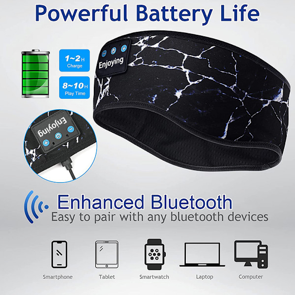 Bluetooth-pantahiukset, langattomat unihifi kuulokkeet, musiikkiurheilupaneeli nukkumiseen, lenkkeilyyn, harjoitteluun, jooga, nukkumiseen