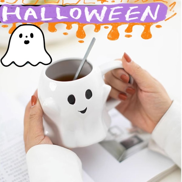 Novelty Spök Mugg 3D Söt Keramik Kaffekopp Perfekt för Födelsedag Vit Elefant Presenter för Kaffe Mjölk Teälskare White