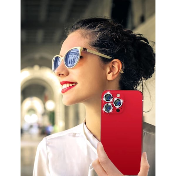 2 SARJAA Timantti iPhone 14 max Kameran Linssin Suoja Bling  Kameran Linssin Suoja HD Kirkas Karkaistu Lasi - Koteloystävällinen Näytönsuoja