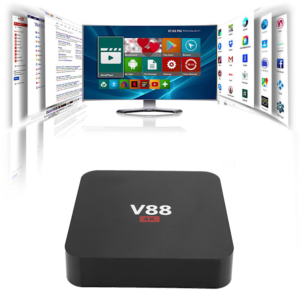 V88 1G+8G USB Smart TV BOX for Android 7.1 RK3229 Quad core CPU 2160P 5V 2A