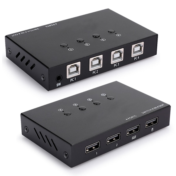 KVM-kytkin USB2.0, jaa laite HDMI 4 sisään 4 ulos tulostinjakamiseen, hiirelle, näppäimistölle 404K404K
