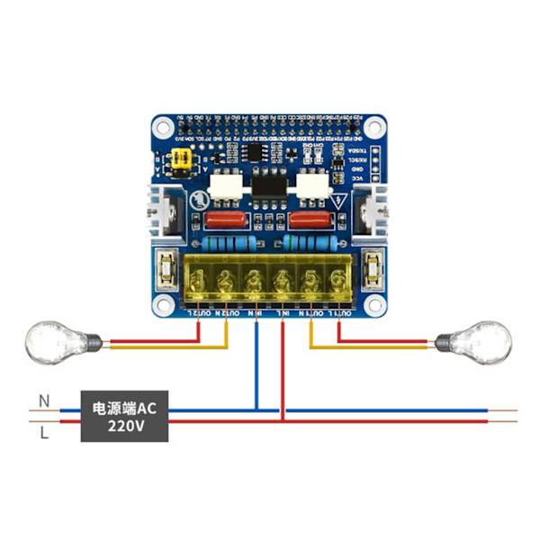 Utvidelseskort for Raspberry Pi 3b 4B 2-kanals toveis tyristor-modul I2C-grensesnitt