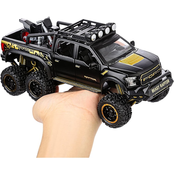 SASBSC Lelulelut Pikkupoimurit Pojille F150 Raptor DieCast Metallimalliauto Äänellä ja Valolla lapsille 3-vuotiaille ja sitä vanhemmille MUSTA