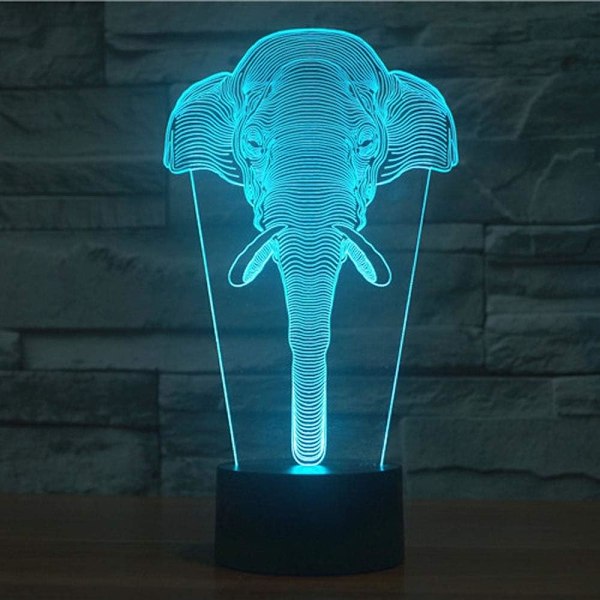 3D LED Vild Ulv Optisk Illusion Natlampe, 7 Farveskift Touch Switch USB Drevet Soveværelse Dekoration Bordlampe