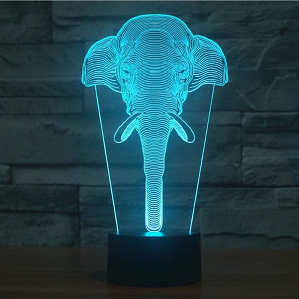 3D LED Vildvarg Optisk Illusion Nattlampa, 7 Färgbytande Touch-brytare USB-driven Sovrumsdekoration Skrivbordslampa