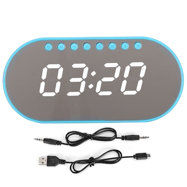 T1 för Bluetooth väckarklocka digital högtalare USB-laddning med FM-radio för sovrum blå