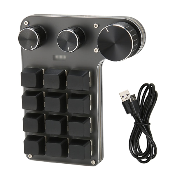 12-tasters 3-knappers mekanisk tastatur Rød bryter Vanntett Støvtett Volumkontroll Multifunksjonelt tastatur for spillkontor USB-kablet