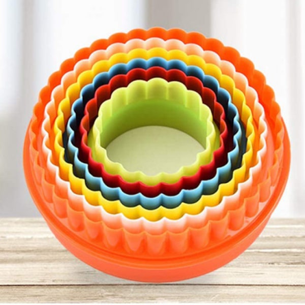 Mydio sæt med 6 runde kageformssæt i forskellige størrelser, tosidig kageform til kiks og frugt (kageform til kiks og fondantkageform)