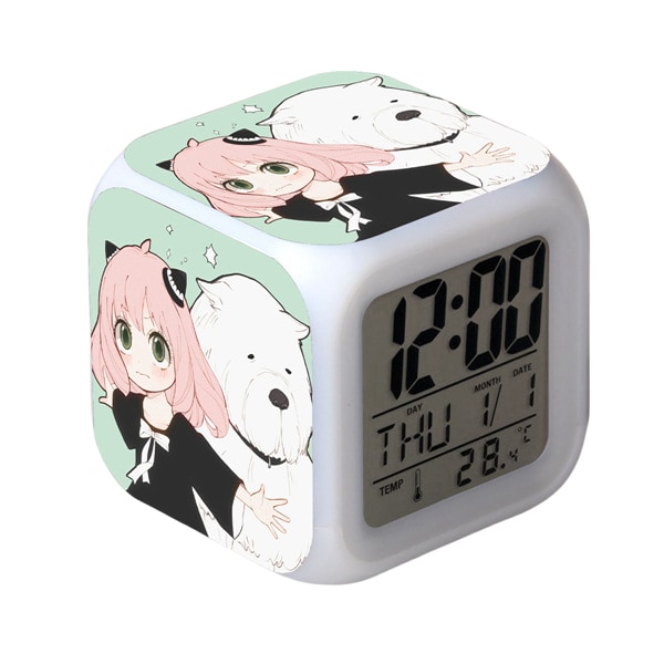 Wekity Anime  Alarmklocka One Piece LED Kvadratisk Klocka Digital Väckarklocka med Tid, Temperatur, Alarm, Datum