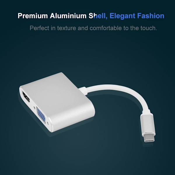 Typ-C till HDMI VGA-adapter 4K 1080P-konverter Dubbelskärmsvisning för MacBook Typ-C-bärbar dator