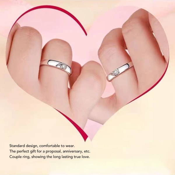 1 Par Par Ringe Sølv Mænd Kvinder Finger Ring Tilbehør til Forslag Jubilæum