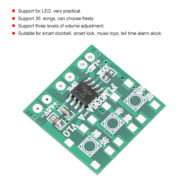 2 stk 36 musikkbrikke DIY-modul Justerbart volum for smart dørklokke Musikalsk leketøy Tilbehør uten knapp