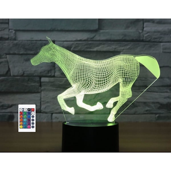 3D Hest Fjernbetjening 16 Farve Natlys Illusion Akryl LED Bord Sengelampe Børneværelse Skrivebords Dekoration Fødselsdagsgaver Legetøj til Børn