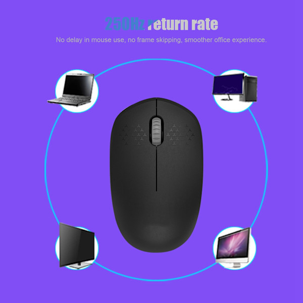 I210 Trådløs Mus Desktop Laptop Kontor 2.4G 3Key 3D 1600 DPI Strømbesparende Mus (Sort)