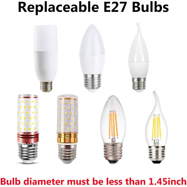 Nattbordlampe i glass, retro søt skrivebordslampe, 3 fargemoduser E27 pære krom base (hvit) europeisk støpsel trikolor