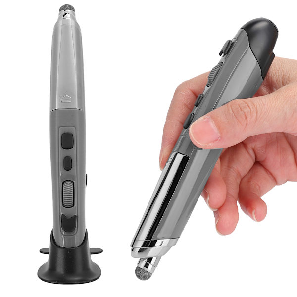 Pen-type mus, computer stylus, håndskrift, laser, kapacitiv, trådløs 2.4G, personlig (grå PR-08)