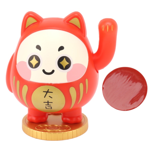 Vinkende Lucky Cat Solcelledrevet Dekorativ Ornament Lykkekat Figur til Bil Hjem Restaurant Cafe Red