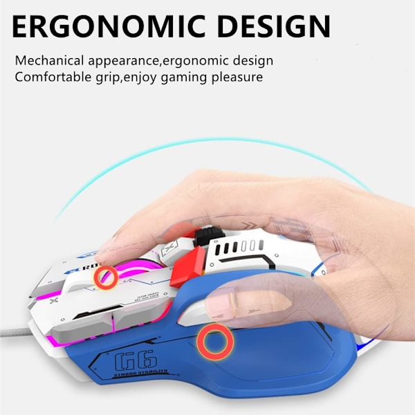 Ergonomisk Gaming Mus - Tilpasselig, Komfortabel og Præcisionsstyret, Ledningsforbundet RGB Gamer Mus med 10 Programmerbare Knapper Yellow