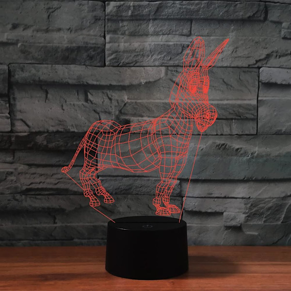 3D Liten Åsna Fjärrkontroll 16 Färger Nattlampor Illusion Akryl LED Bord Sänglampa Barn Sovrum Skrivbords Dekoration Födelsedagspresenter Leksak