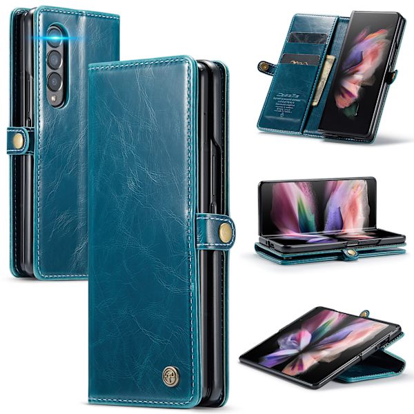 Plånboksfodral för Samsung Galaxy Z Fold 3, mjukt PU-läderfodral med magnetiskt stativ, flippfodral i läder med kortplatser