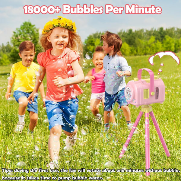Automatisk bubbelmaskin med hög kapacitet för barn, 10000 ml, uppladdningsbar portabel bubbelleksak med stativ, lämplig för inomhus, utomhus, bi green