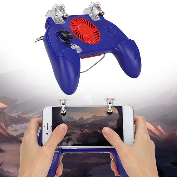 LX1 Universal til mobiltelefon under 6,5 tommer Game Pad Controller Joystick med ventilator (blå)