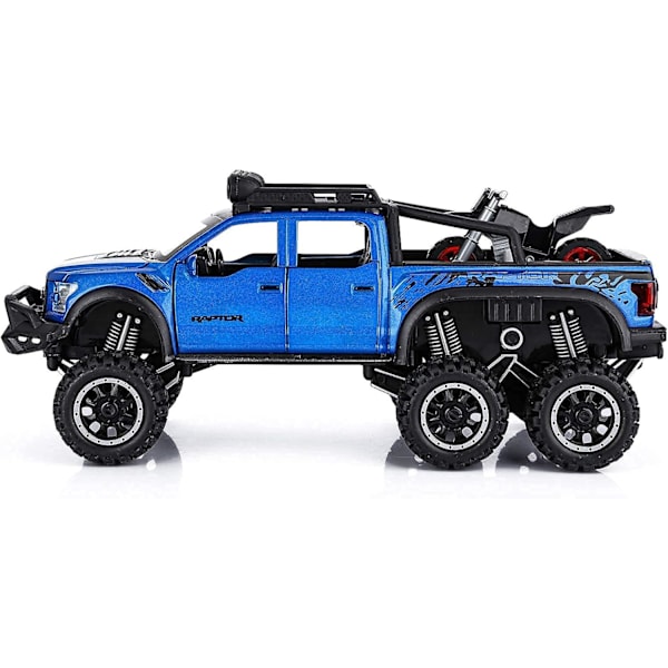 SASBSC Legetøjs Pickup Trucks til drenge F150 Raptor Diecast Metal Modelbil med lyd og lys til børn i alderen 3 år og opefter BLÅ