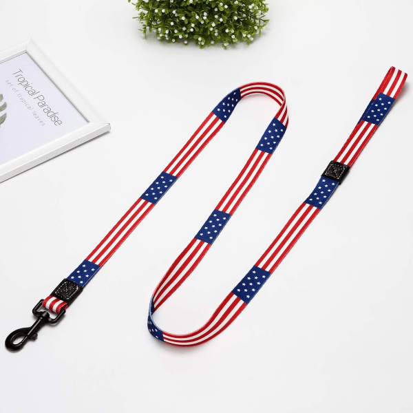 American flag dog leash approximately 4.9 feet in length for small and medium sized dogs