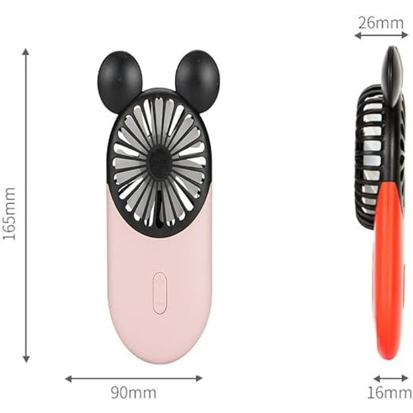 Cute mini fan, portable USB charging, with LED light, 3-speed adjustable speed, suitable for indoor or outdoor activities  2810Cpink