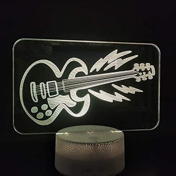 3D Gitarr Fjärrkontroll 16 Färger Nattlampor Illusion Akryl LED Bord Sängbordlampa Barn Sovrum Skrivbordsdekoration Födelsedag Julgåvor Leksak