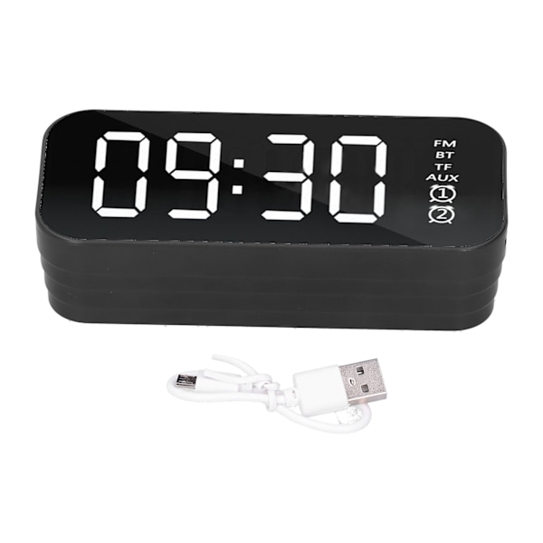 Bärbar Mini Alarmklocka Högtalare FM Trådlös Bluetooth Högtalare Stöd Plugin-kort