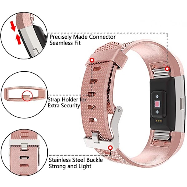 Smartklokke, armbåndsrem erstatningsrem kompatibel med Fitbit charge 2, klassiske og spesielle justerbare sportsarmbånd（ Rose Gold-S）