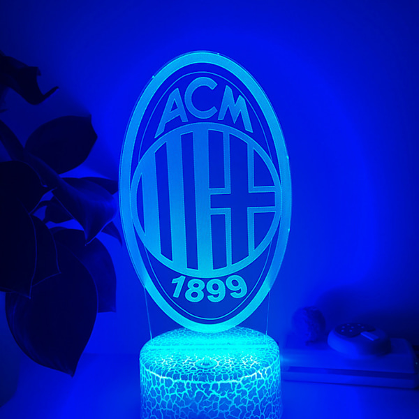 Qinwei 3D LED-illusjonslampe Milan Team 16 farger fjernkontroll  akryl nattlys barneromsdekorative lys --- Crack Seat