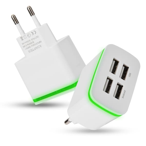 Universal 4-ports USB-oplader til smartphone og tablet