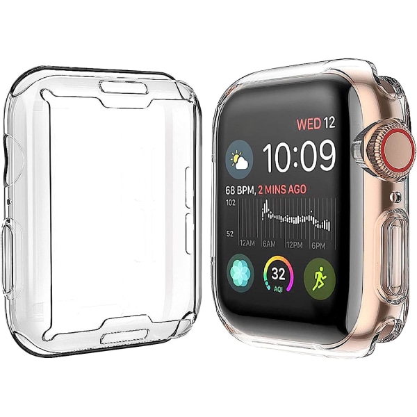 [2 kpl] 38 mm case Apple Watch näytönsuojalle, yleinen case TPU HD Ultra-Thin Cover (1 musta + 1 läpinäkyvä)