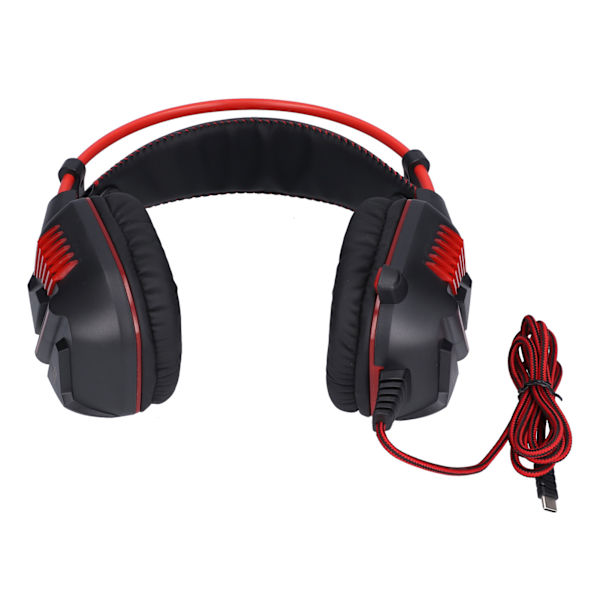 Typ C Gaming Headset Justerbar Trådbunden Over Ear Spelhörlurar med Mikrofon LED-ljus