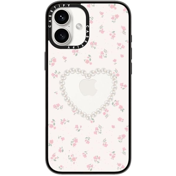 Deksel til iPhone 16pro [Lettvekt / 1,2 m 2X Militær Grad Fallbeskyttelse/Slank] - Pearly Heart - Klar Svart