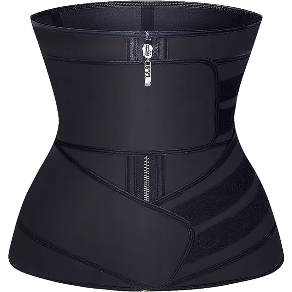 Midjetränare för kvinnor Latex Underbust JSculpt Dubbel träningsbälte Träning Sportgördel C-black (Double Straps) XL