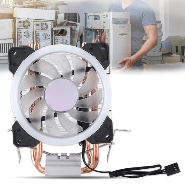 9cm CPU-køler 2 rør enkelt ventilator CPU-køling radiator Aurora farverige lys luftkøling ventilator