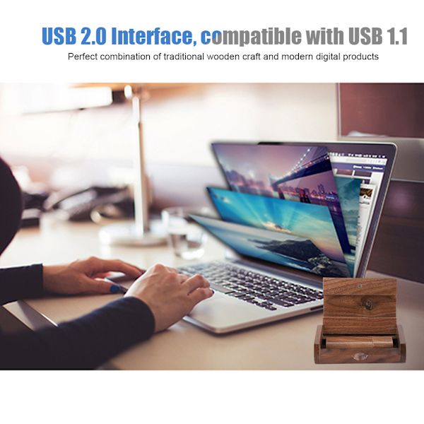 Valnød Træ Skal USB 2.0 Flash Hukommelse Drev Opbevaring Stick Med Boks U Disk (32G)