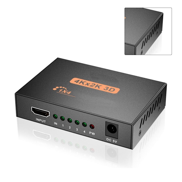 HD Multimedia Interface Splitter 1 ingång 4 utgång 5V 1A 4K Ljud Video Splitter för TV DVD-spelare